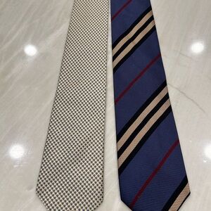 Burberry Blue and Cream Silk Ties